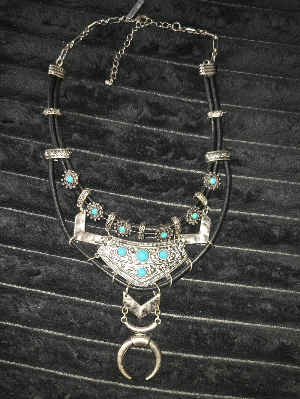 Turquoise-Accent Silver-Tone Boho Necklace for Women